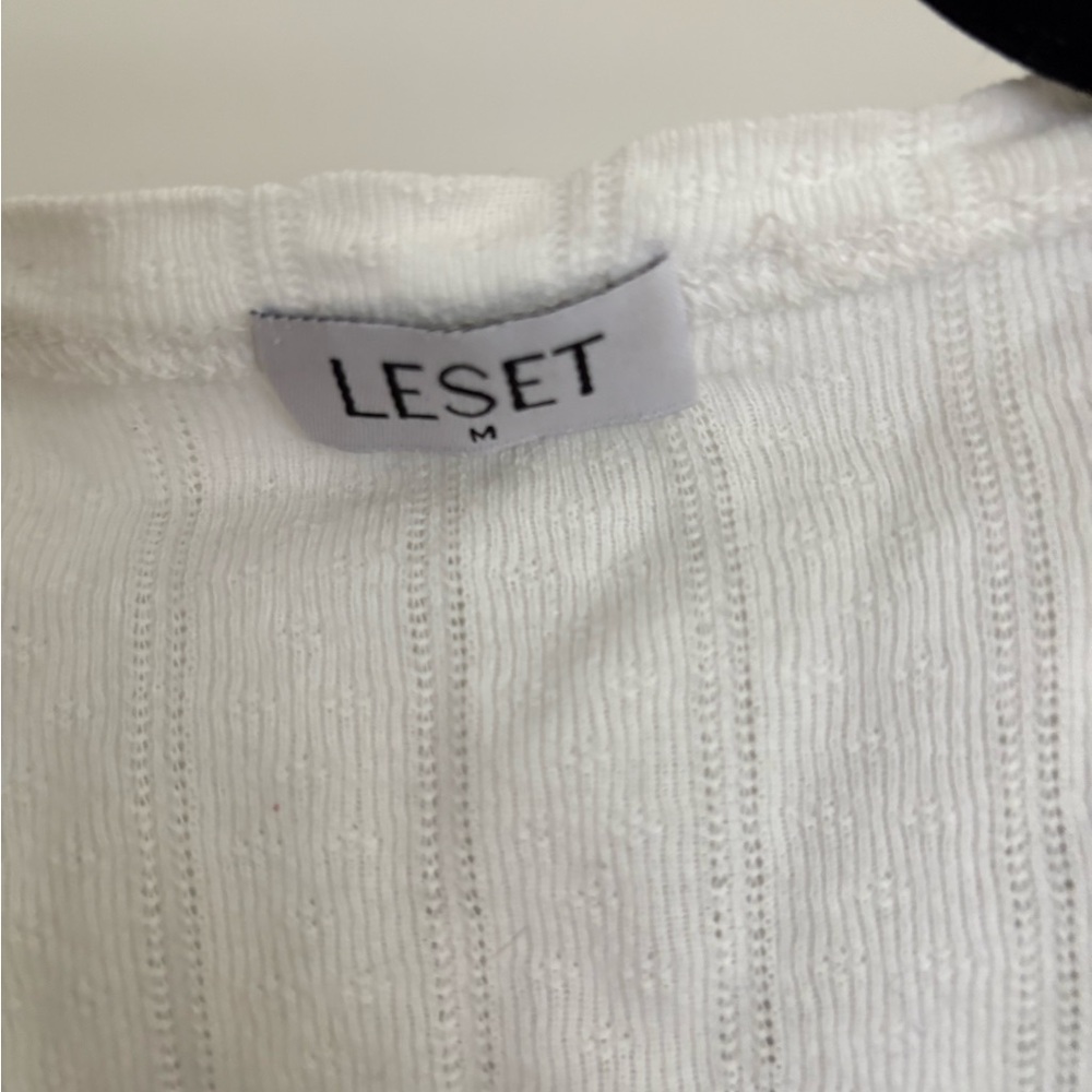 LESET White Ribbed Button-Front Long Sleeve Sweater - Picture 9 of 9